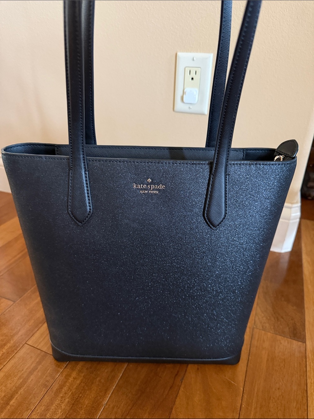 kate spade Black Glitter Saffiano Tote